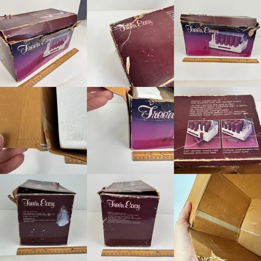 Vtg free'n easy instant hairsetter 18 shorter hair tighter curls w box curlers